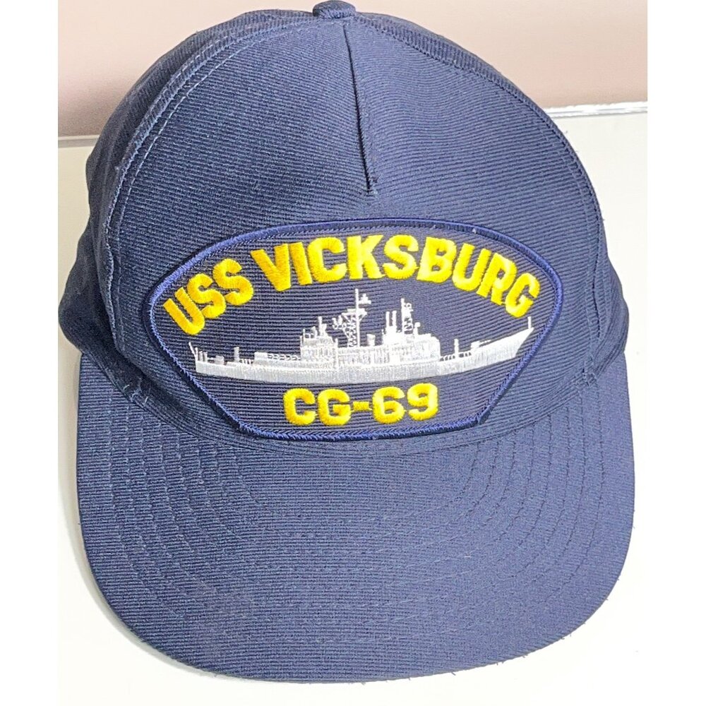 Vtg USS Vicksburg CG-69 Hat USA Made Military Navy Battleship Memorabilia Cap